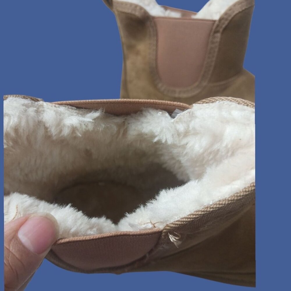 Ankis Womens Platform Ankle Boots With suede  Slip-On Style Chestnut Sz 11 - Picture 11 of 14